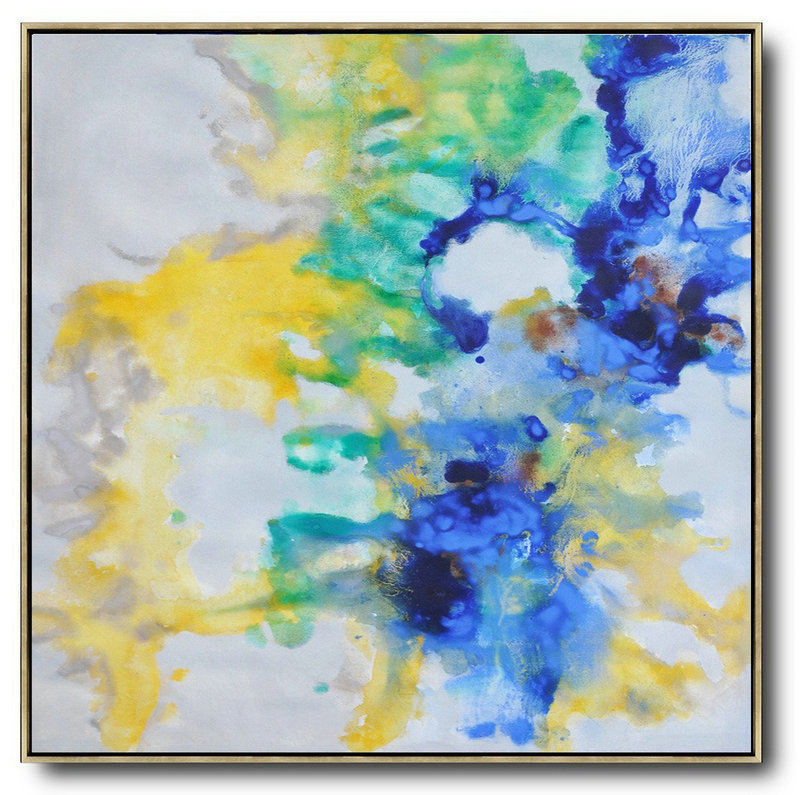 Large Abstract Painting,Oversized Contemporary Oil Painting,Hand Painted Original Art,Gray,Yellow,Green,Blue.etc